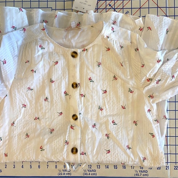 Olivaceous Dress Small Midi Button Front Drawstring Lined Waist Floral White New - Picture 12 of 14